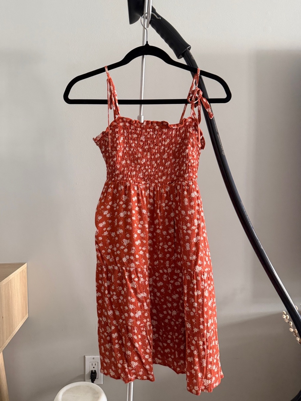 Abercrombie & Fitch Rust Red Floral Smocked Mini Dress